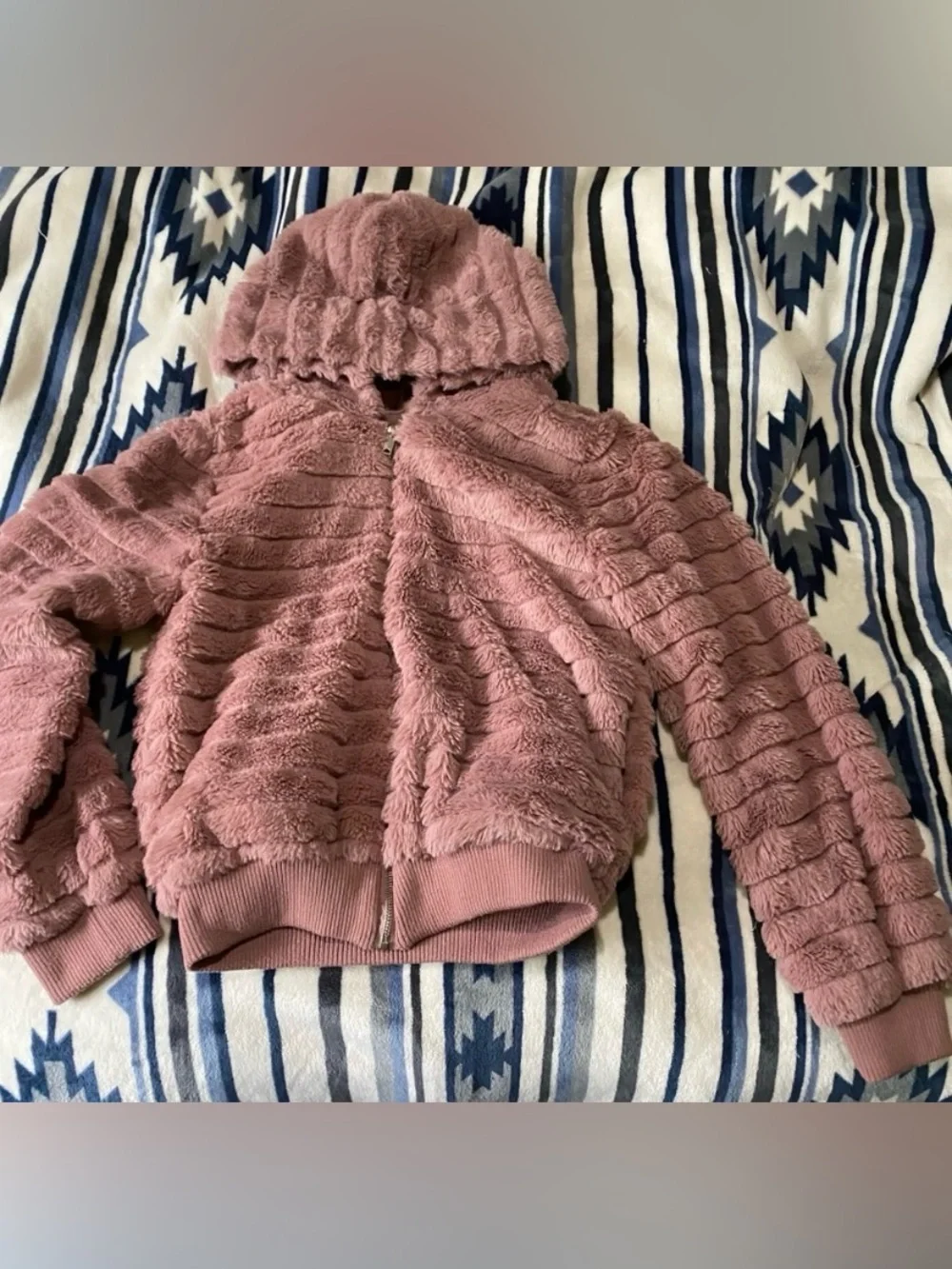 Cozy Plush Hooded Jacket for Kids - Dusty Rose